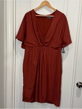 Julia Jordan Rust Twist-Front Midi Dress